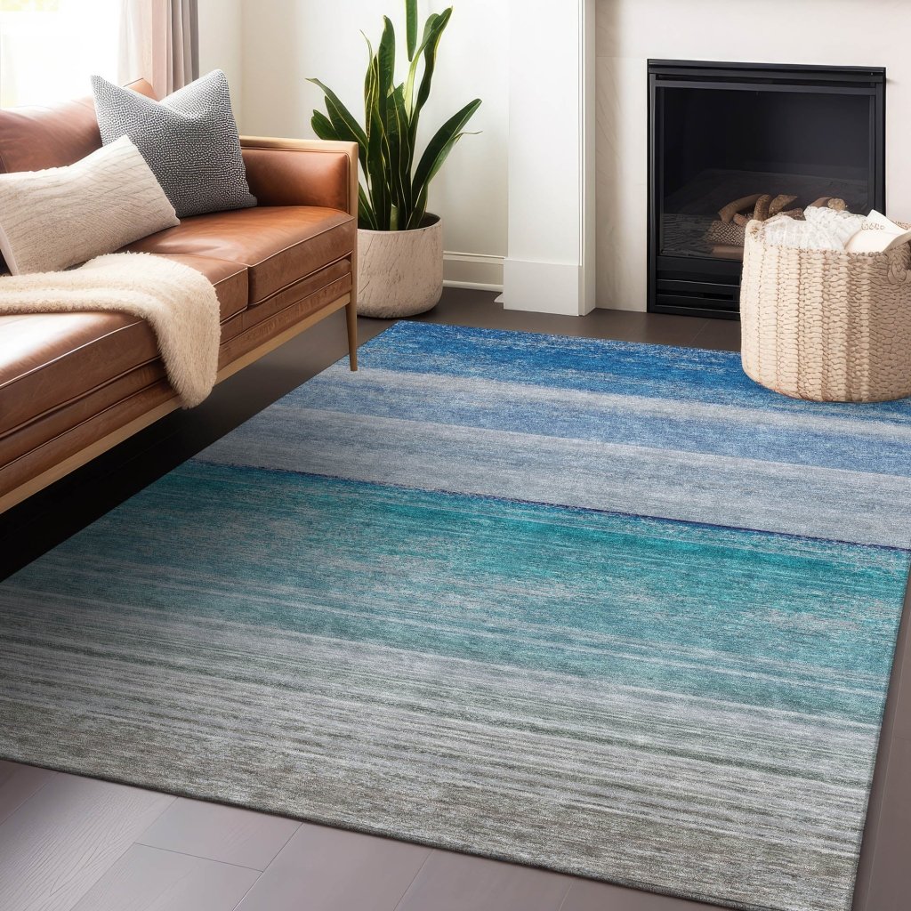 LOOMLAN Rugs Avanora Blue Washable Indoor-Outdoor Rug