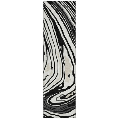 LOOMLAN Rugs Avelia Black Washable Indoor-Outdoor Rug