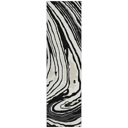 LOOMLAN Rugs Avelia Black Washable Indoor-Outdoor Rug