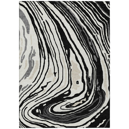 LOOMLAN Rugs Avelia Black Washable Indoor-Outdoor Rug