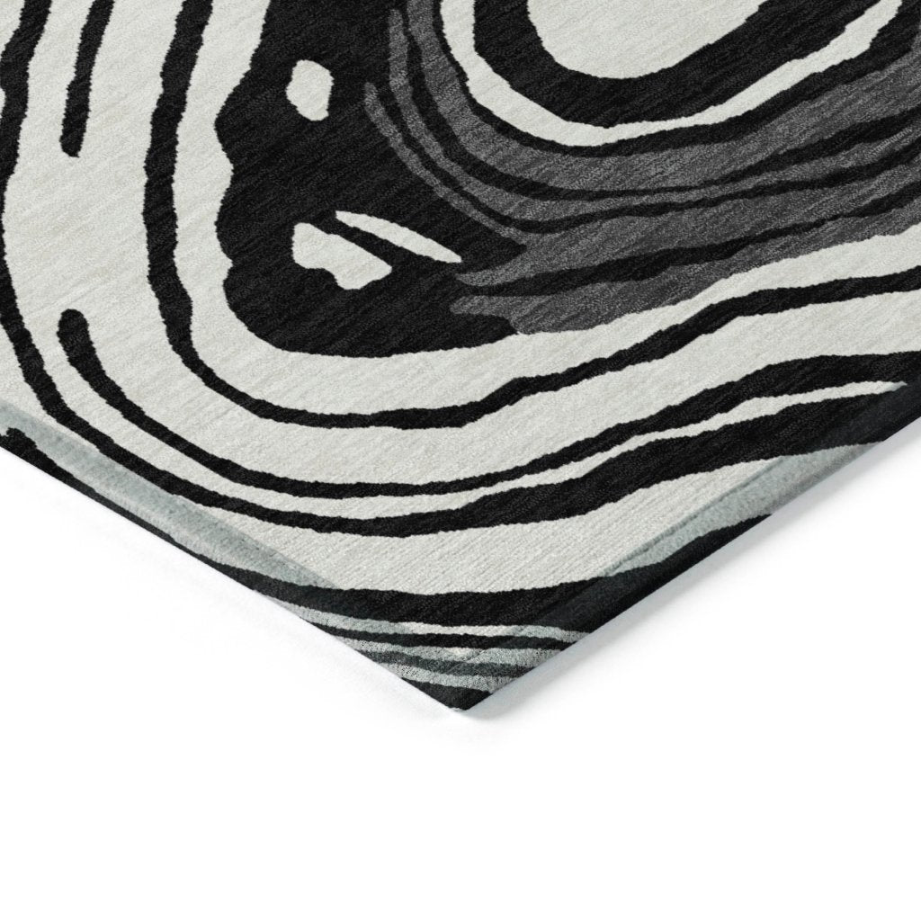LOOMLAN Rugs Avelia Black Washable Indoor-Outdoor Rug