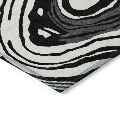 LOOMLAN Rugs Avelia Black Washable Indoor-Outdoor Rug