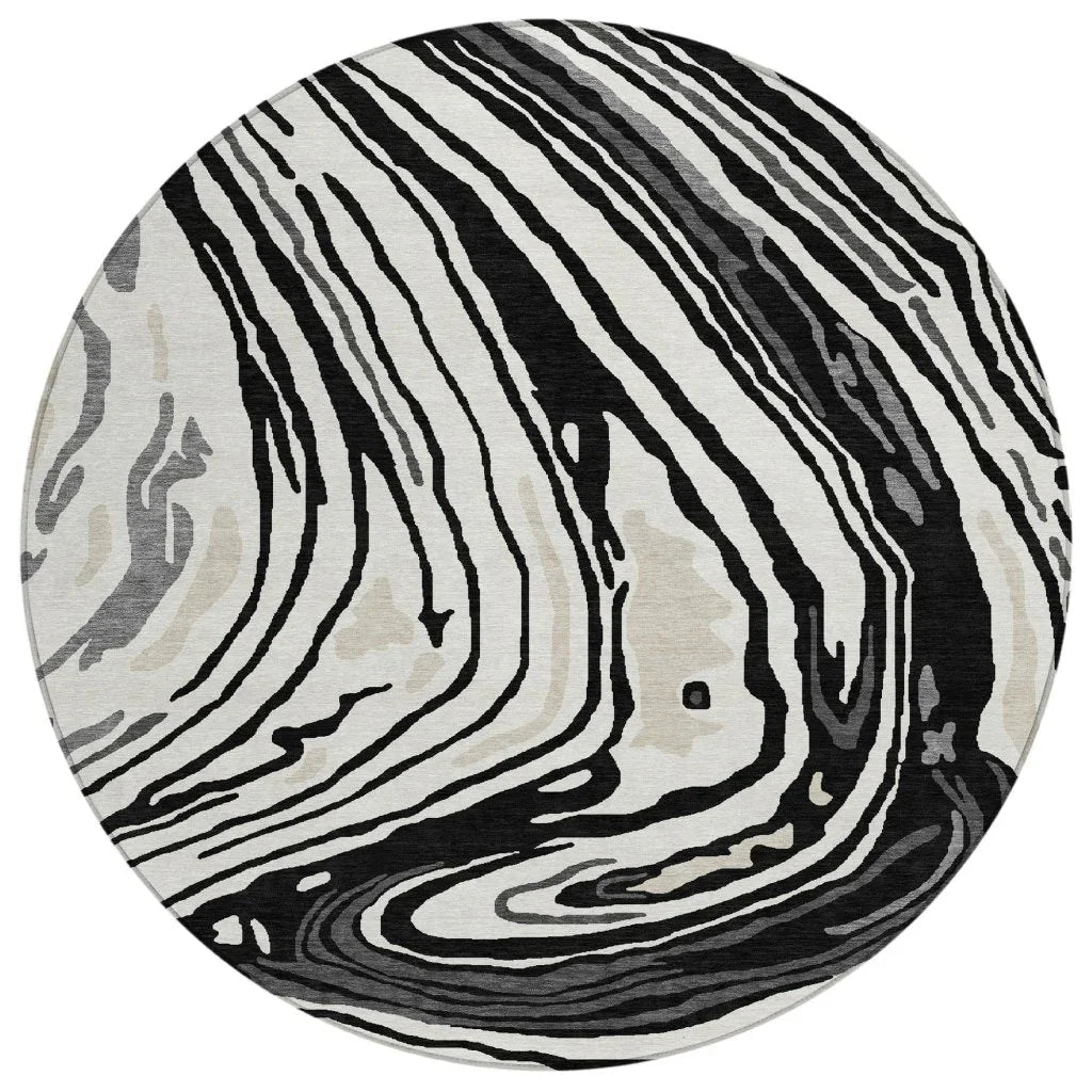 LOOMLAN Rugs Avelia Black Washable Indoor-Outdoor Rug
