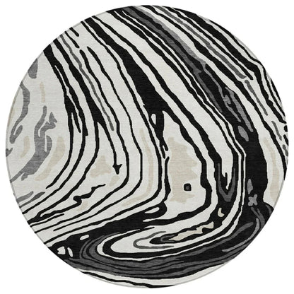 LOOMLAN Rugs Avelia Black Washable Indoor-Outdoor Rug