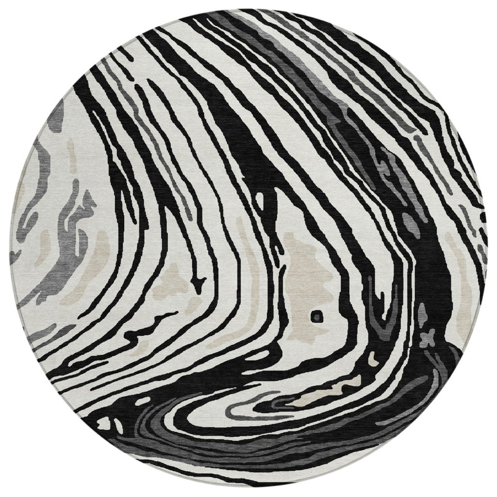 LOOMLAN Rugs Avelia Black Washable Indoor-Outdoor Rug
