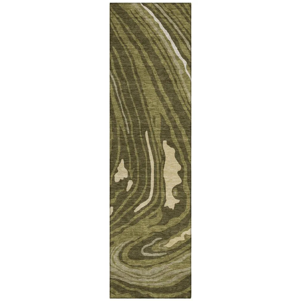 LOOMLAN Rugs Avelia Green Washable Indoor-Outdoor Rug