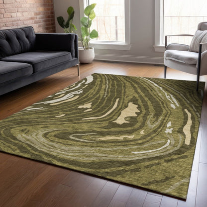 LOOMLAN Rugs Avelia Green Washable Indoor-Outdoor Rug