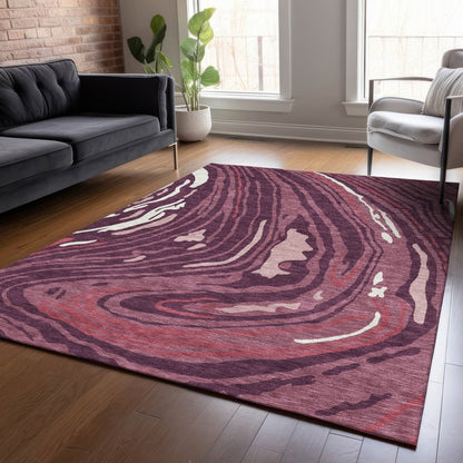 LOOMLAN Rugs Avelia Red Washable Indoor-Outdoor Rug