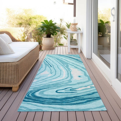 LOOMLAN Rugs Avelia Teal Washable Indoor-Outdoor Rug