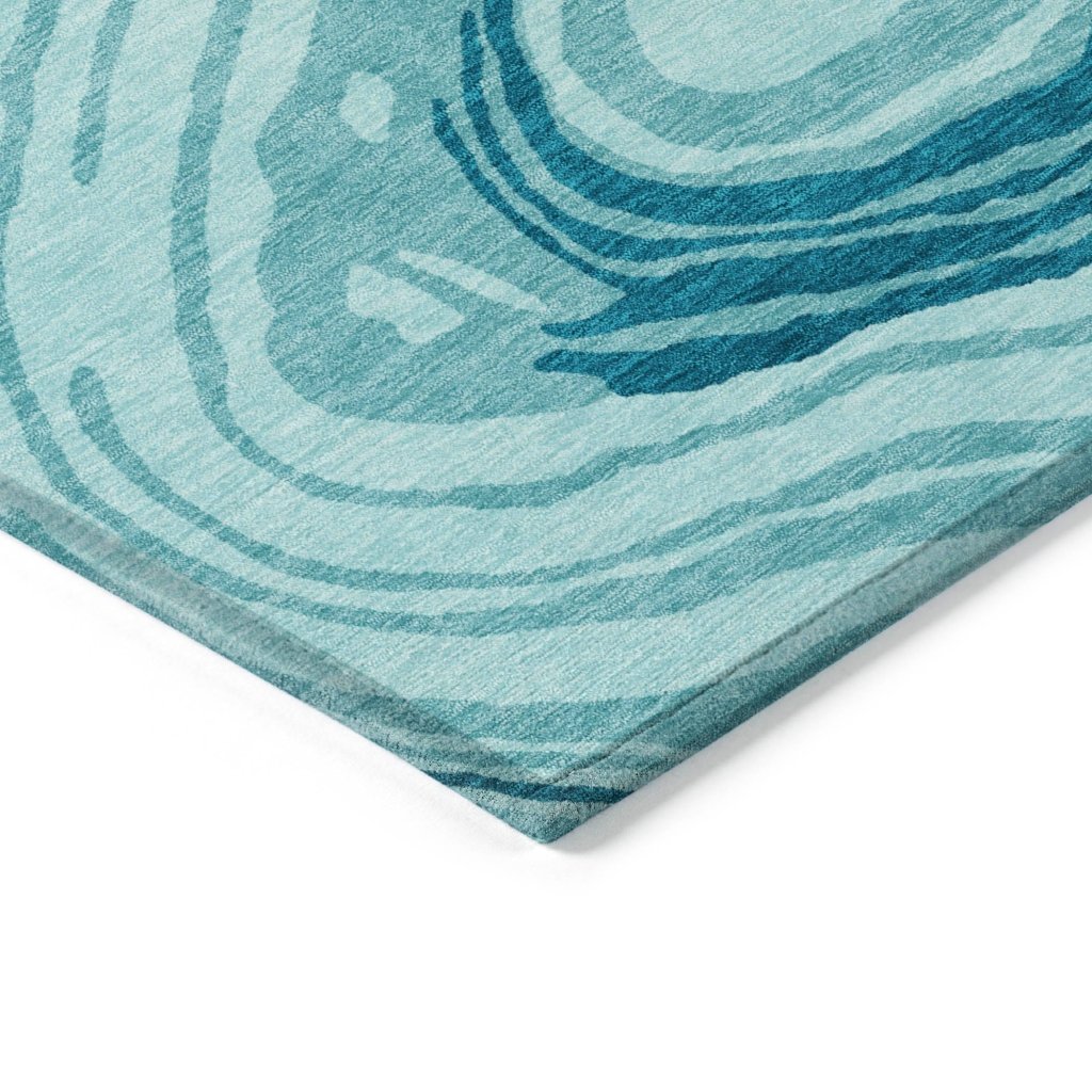 LOOMLAN Rugs Avelia Teal Washable Indoor-Outdoor Rug