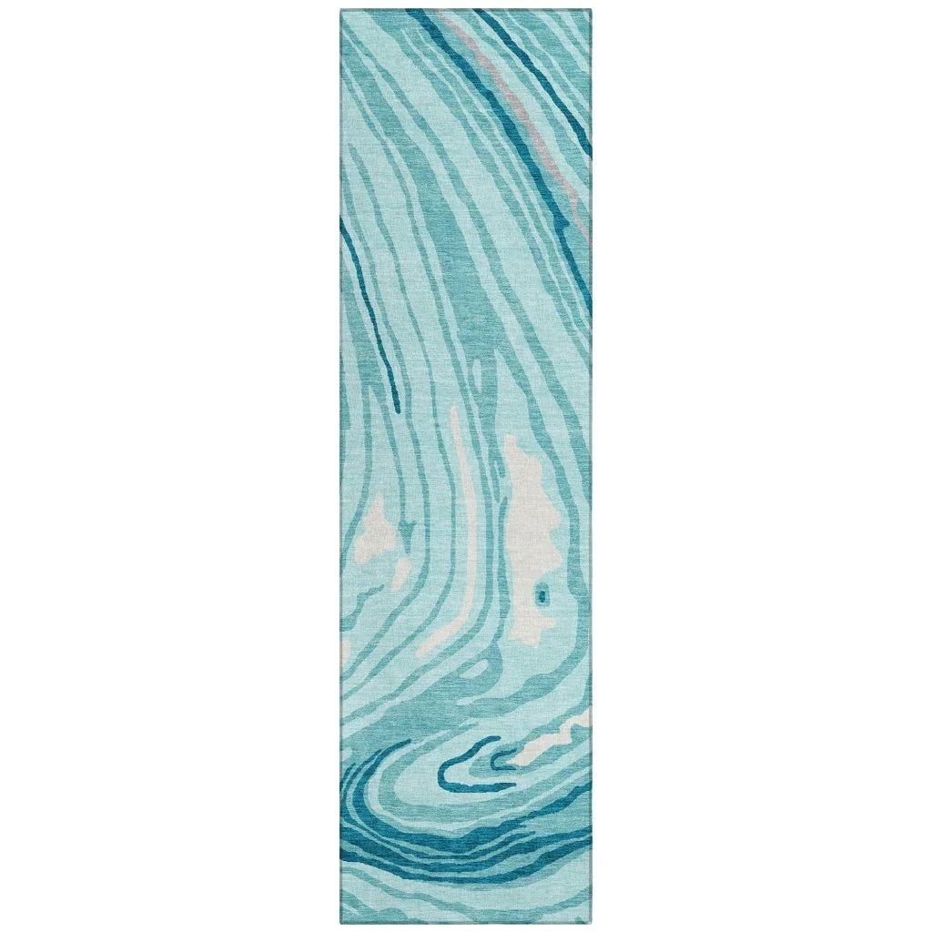 LOOMLAN Rugs Avelia Teal Washable Indoor-Outdoor Rug