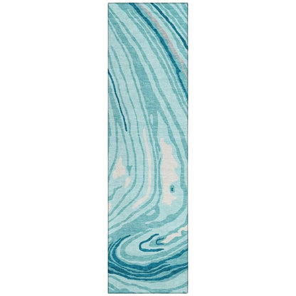 LOOMLAN Rugs Avelia Teal Washable Indoor-Outdoor Rug