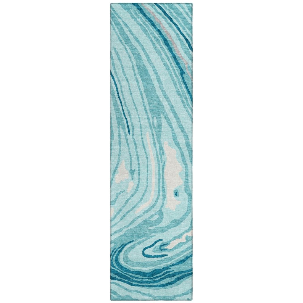 LOOMLAN Rugs Avelia Teal Washable Indoor-Outdoor Rug