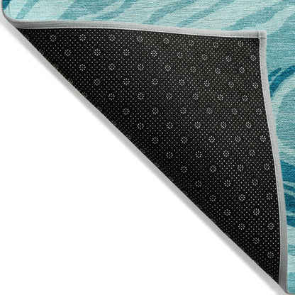 LOOMLAN Rugs Avelia Teal Washable Indoor-Outdoor Rug