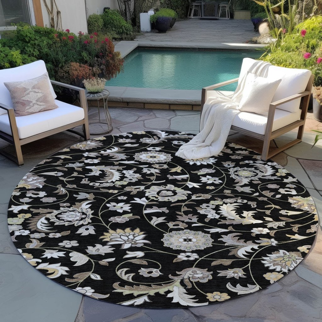 LOOMLAN Rugs Aveline Black Washable Indoor-Outdoor Rug