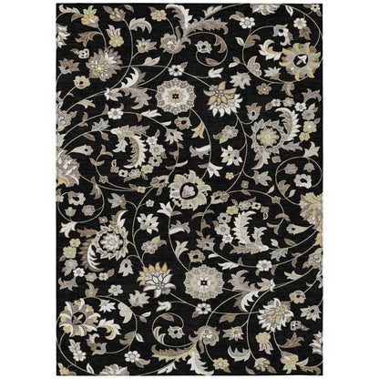LOOMLAN Rugs Aveline Black Washable Indoor-Outdoor Rug