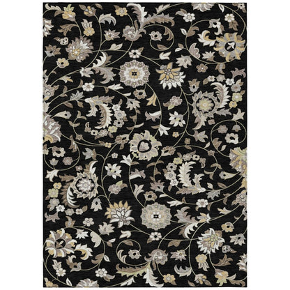 LOOMLAN Rugs Aveline Black Washable Indoor-Outdoor Rug