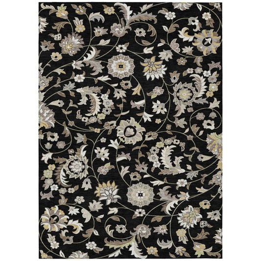 LOOMLAN Rugs Aveline Black Washable Indoor-Outdoor Rug