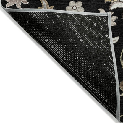 LOOMLAN Rugs Aveline Black Washable Indoor-Outdoor Rug