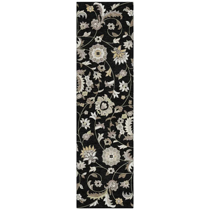 LOOMLAN Rugs Aveline Black Washable Indoor-Outdoor Rug