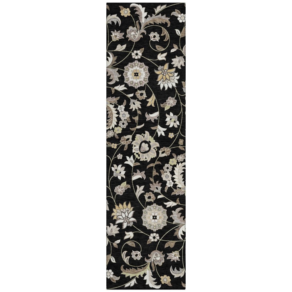 LOOMLAN Rugs Aveline Black Washable Indoor-Outdoor Rug