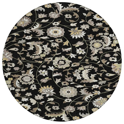 LOOMLAN Rugs Aveline Black Washable Indoor-Outdoor Rug