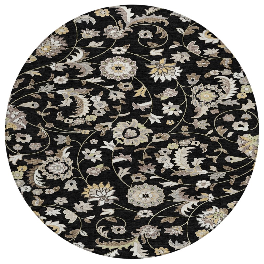 LOOMLAN Rugs Aveline Black Washable Indoor-Outdoor Rug