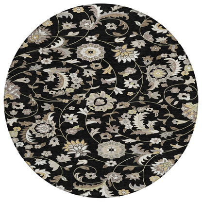 LOOMLAN Rugs Aveline Black Washable Indoor-Outdoor Rug