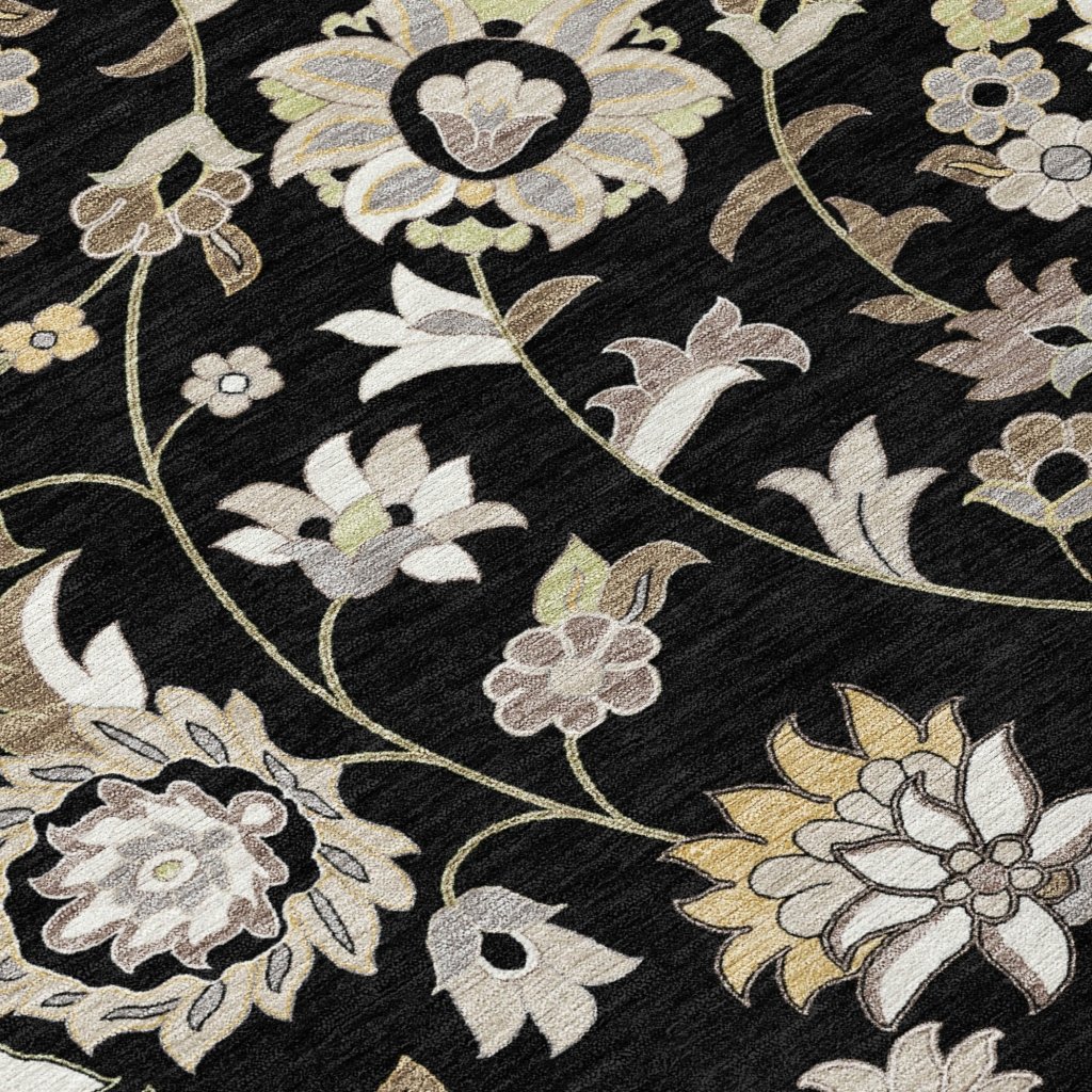 LOOMLAN Rugs Aveline Black Washable Indoor-Outdoor Rug