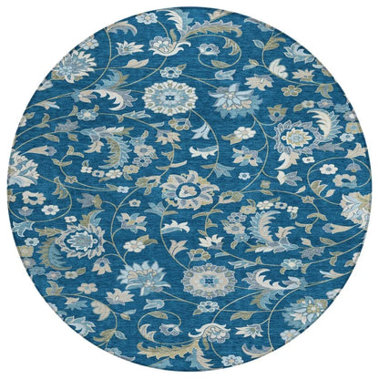 LOOMLAN Rugs Aveline Blue Washable Indoor-Outdoor Rug