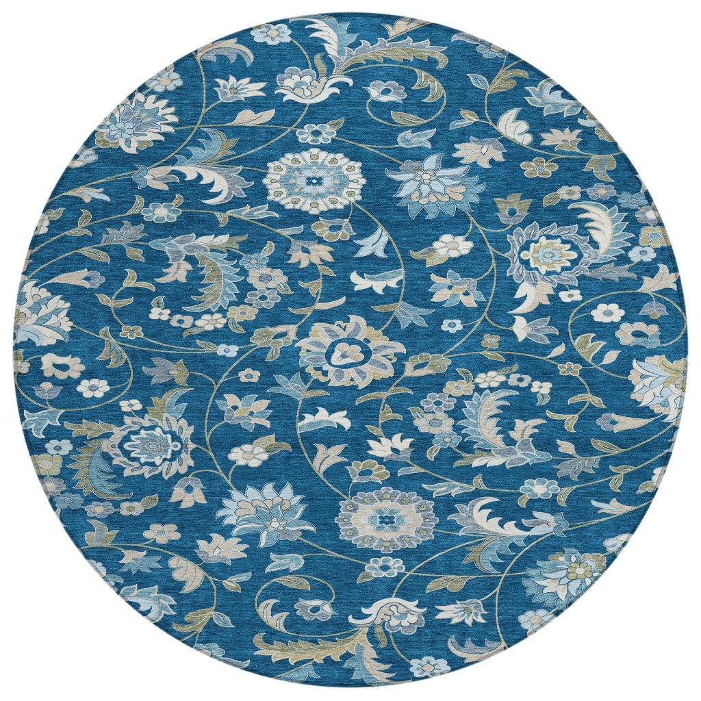 LOOMLAN Rugs Aveline Blue Washable Indoor-Outdoor Rug