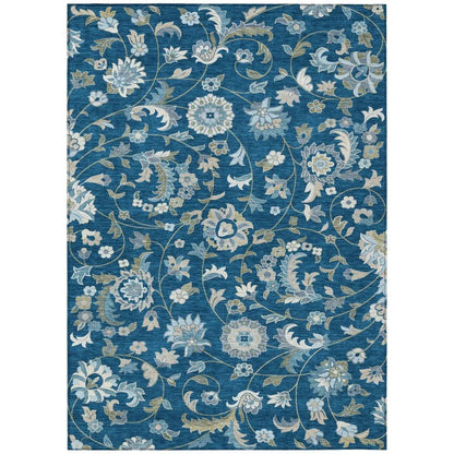 LOOMLAN Rugs Aveline Blue Washable Indoor-Outdoor Rug