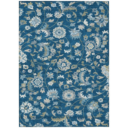 LOOMLAN Rugs Aveline Blue Washable Indoor-Outdoor Rug