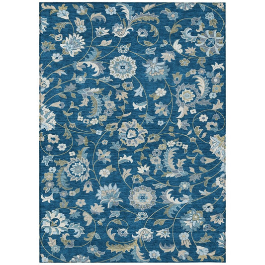 LOOMLAN Rugs Aveline Blue Washable Indoor-Outdoor Rug