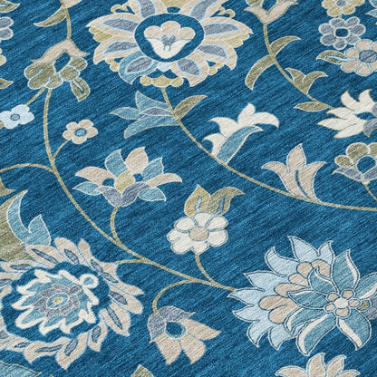 LOOMLAN Rugs Aveline Blue Washable Indoor-Outdoor Rug