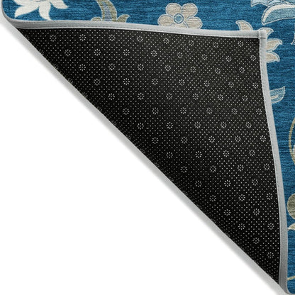 LOOMLAN Rugs Aveline Blue Washable Indoor-Outdoor Rug
