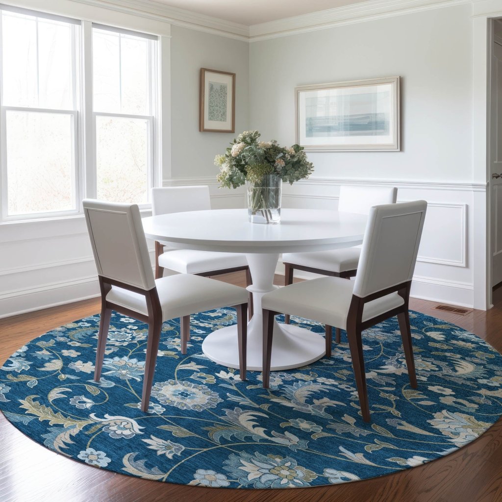 LOOMLAN Rugs Aveline Blue Washable Indoor-Outdoor Rug
