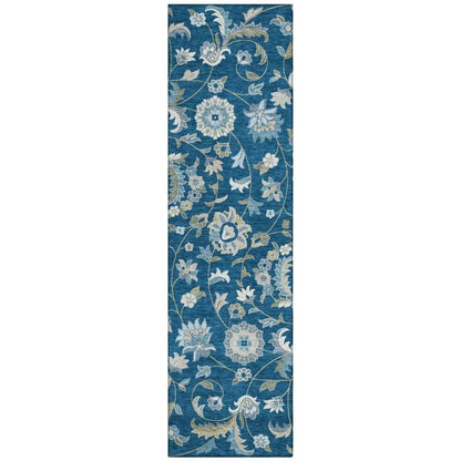LOOMLAN Rugs Aveline Blue Washable Indoor-Outdoor Rug
