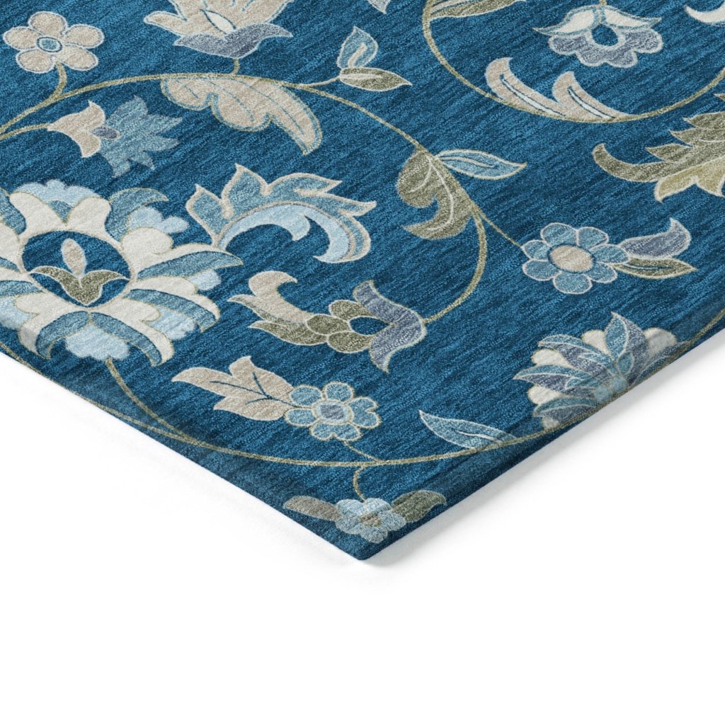 LOOMLAN Rugs Aveline Blue Washable Indoor-Outdoor Rug