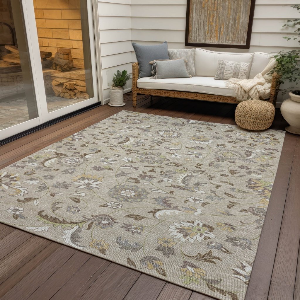 LOOMLAN Rugs Aveline Brown Washable Indoor-Outdoor Rug