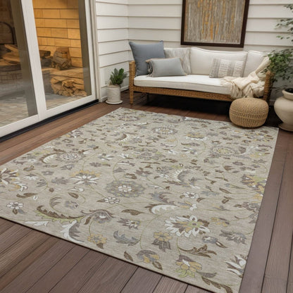 LOOMLAN Rugs Aveline Brown Washable Indoor-Outdoor Rug