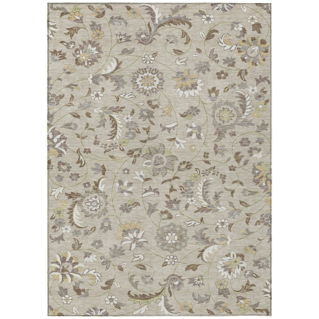 LOOMLAN Rugs Aveline Brown Washable Indoor-Outdoor Rug