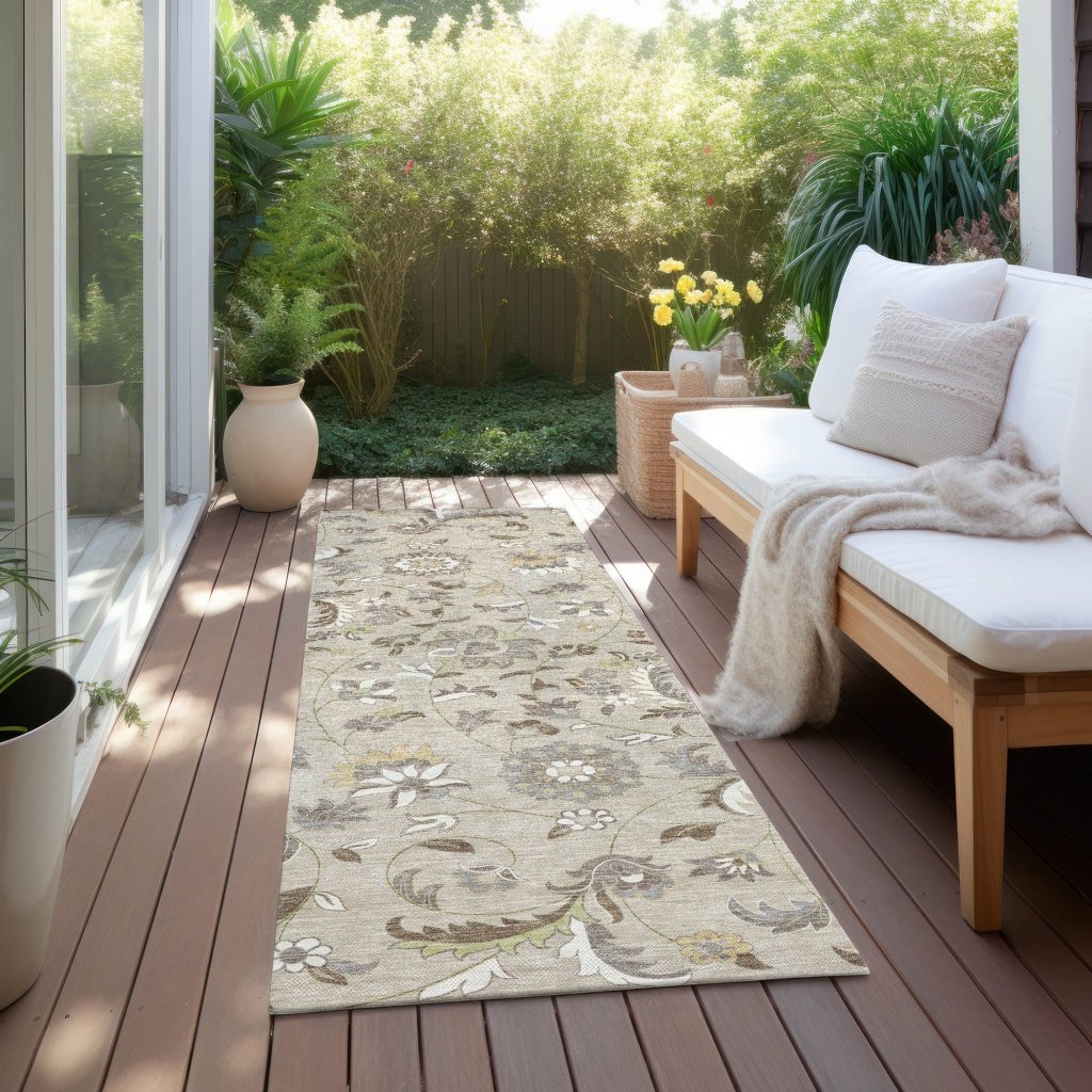 LOOMLAN Rugs Aveline Brown Washable Indoor-Outdoor Rug