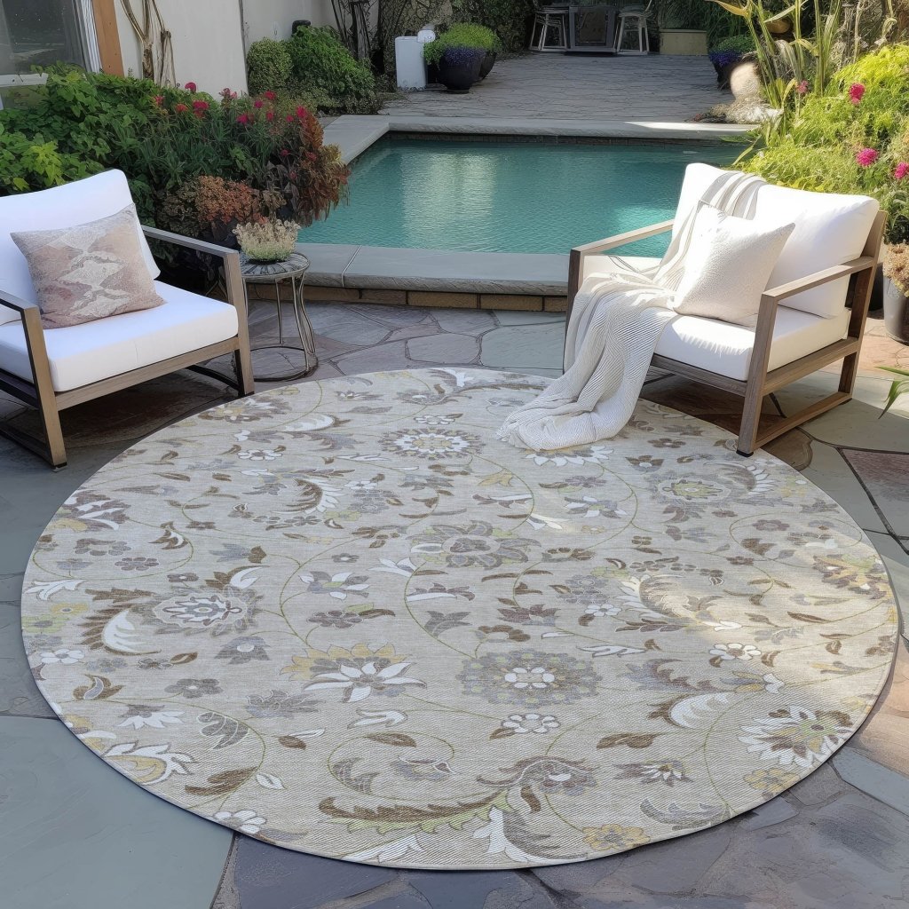 LOOMLAN Rugs Aveline Brown Washable Indoor-Outdoor Rug
