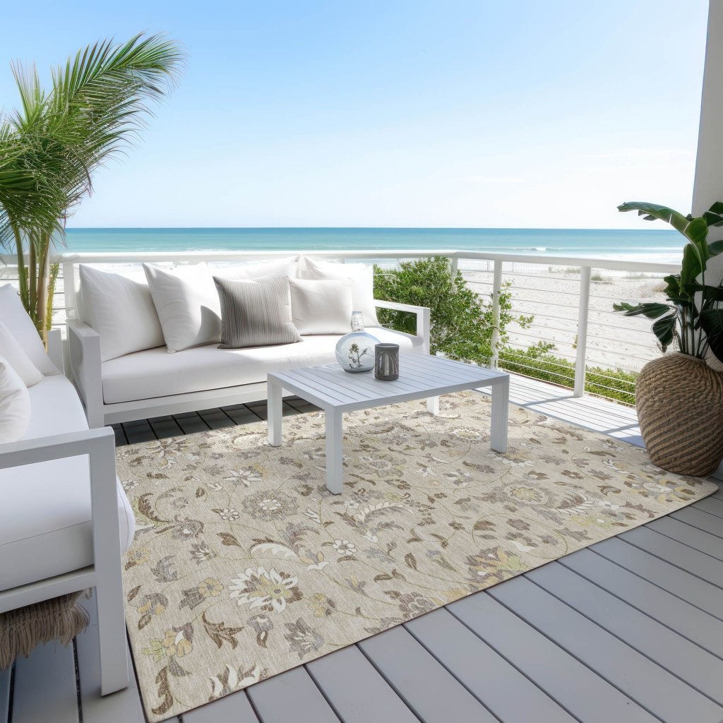 LOOMLAN Rugs Aveline Brown Washable Indoor-Outdoor Rug