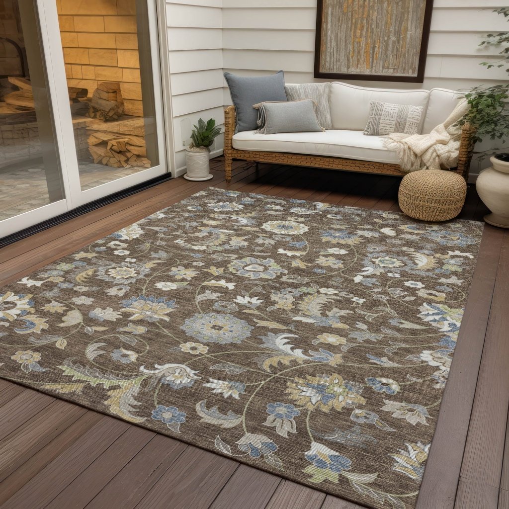 LOOMLAN Rugs Aveline Chocolate Washable Indoor-Outdoor Rug