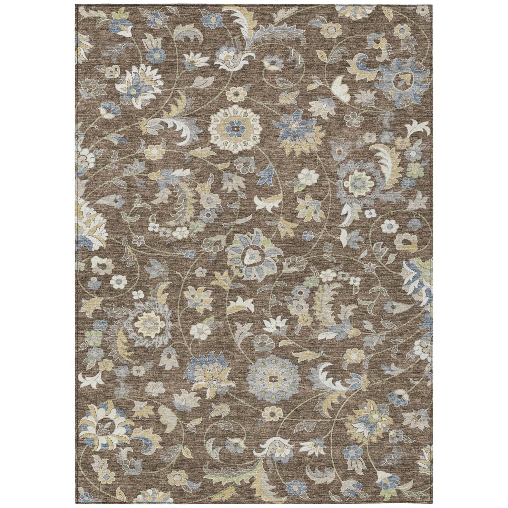 LOOMLAN Rugs Aveline Chocolate Washable Indoor-Outdoor Rug