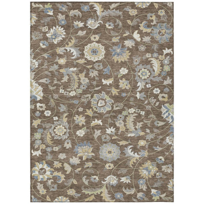 LOOMLAN Rugs Aveline Chocolate Washable Indoor-Outdoor Rug