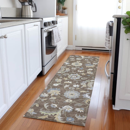 LOOMLAN Rugs Aveline Chocolate Washable Indoor-Outdoor Rug