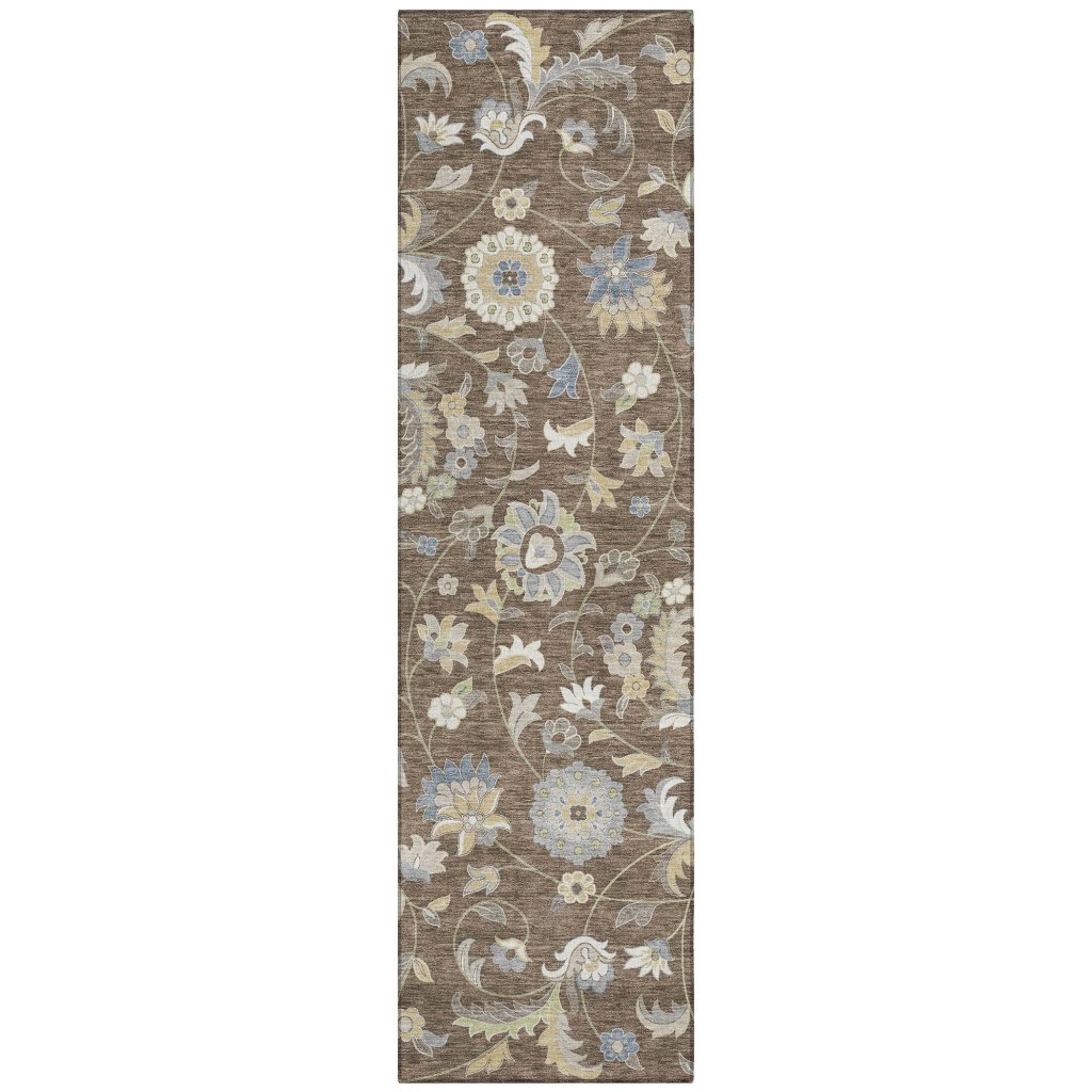LOOMLAN Rugs Aveline Chocolate Washable Indoor-Outdoor Rug